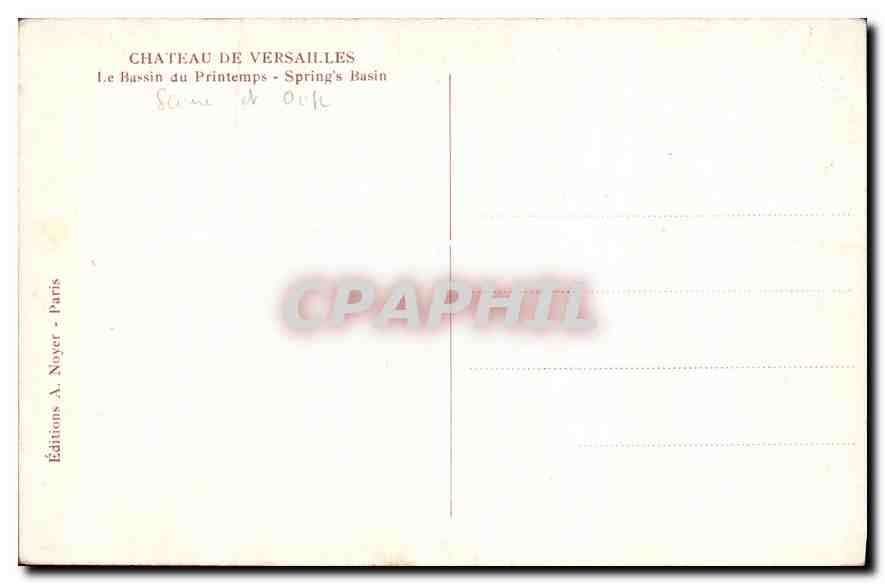 CPA Chateau de Versailles le Bassin du Printemps  — Verso