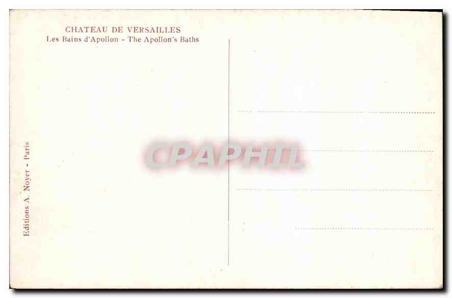 CPA Chateau de Versailles les Bains d'Apollon  — Verso
