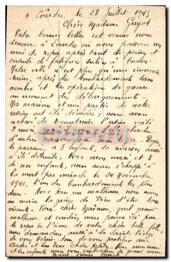 CPA Lourdes la Basilique et le Gave  — Verso