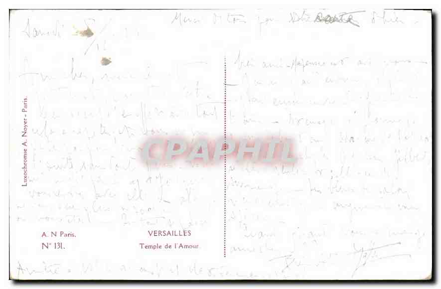 CPA Versailles Temple de l'Amour  — Rückseite