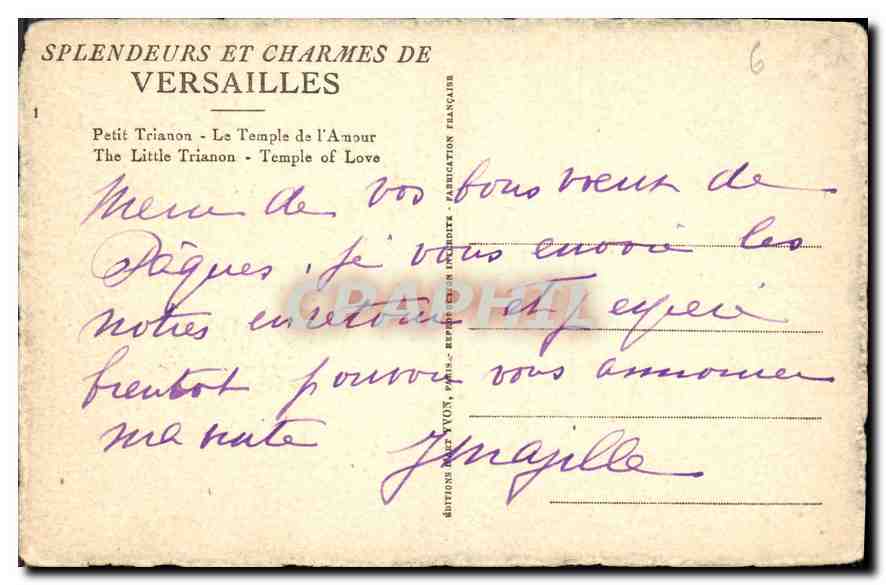 CPA Splendeurs et Charmes de Versailles Petit Trianon le Temple de l'Amour  — Verso