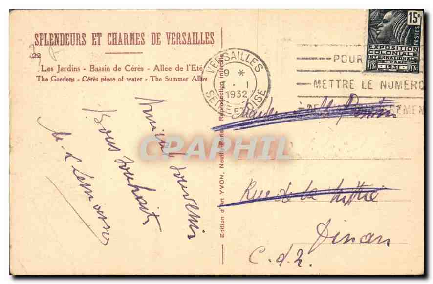 CPA Splendeurs et charmes de Versailles les Jardins bassin de Ceres Allee de l'Ete  — Verso