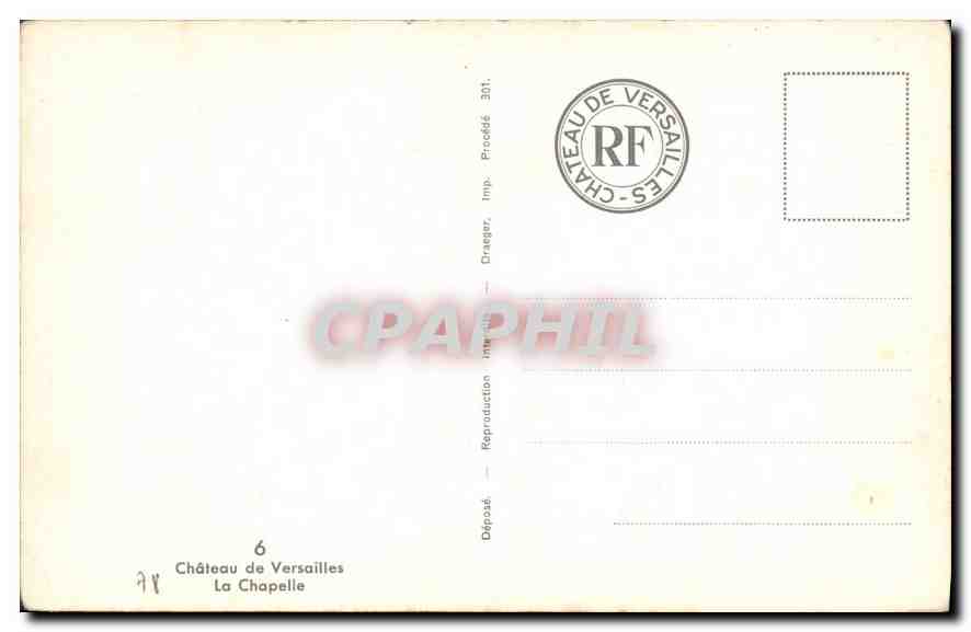 CPA Chateau de Versailles la Chapelle  — Verso