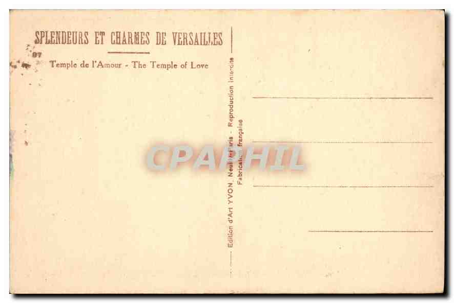 CPA Splendeurs et Charmes de Versailles Temple de l'Amour  — Verso