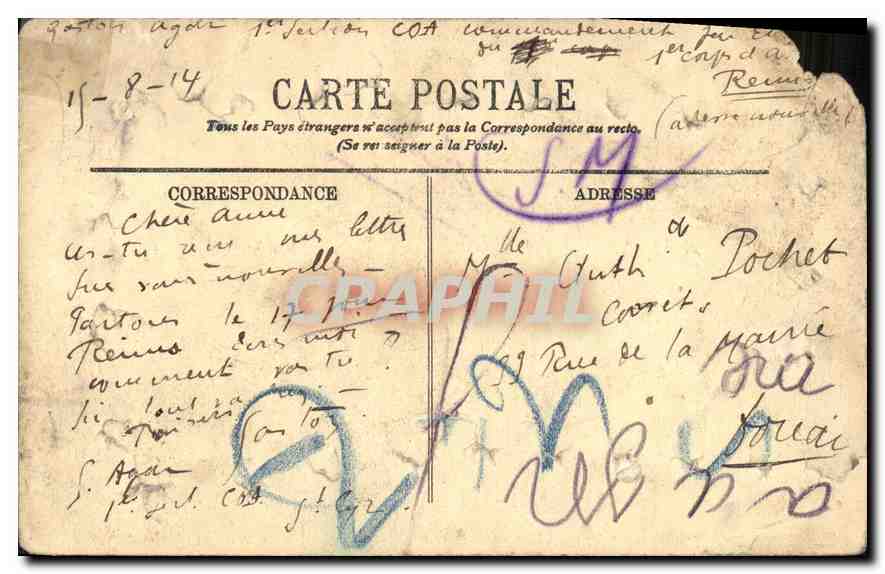 CPA Versailles le Chateau la Cour et la Caserne du Genie  — Rückseite