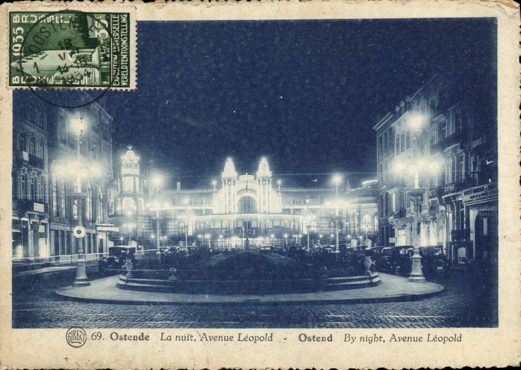 CPA Ostende la Nuit Avenue Leopold 