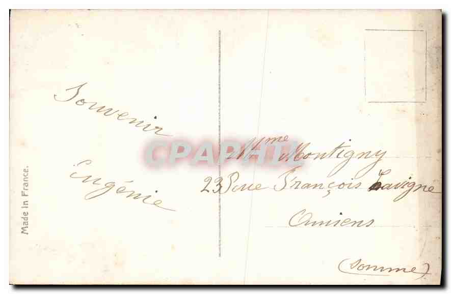 Frau mit Blumenkorb — St. Barbe — Verleger 'Fourez' n°3 — Rückseite