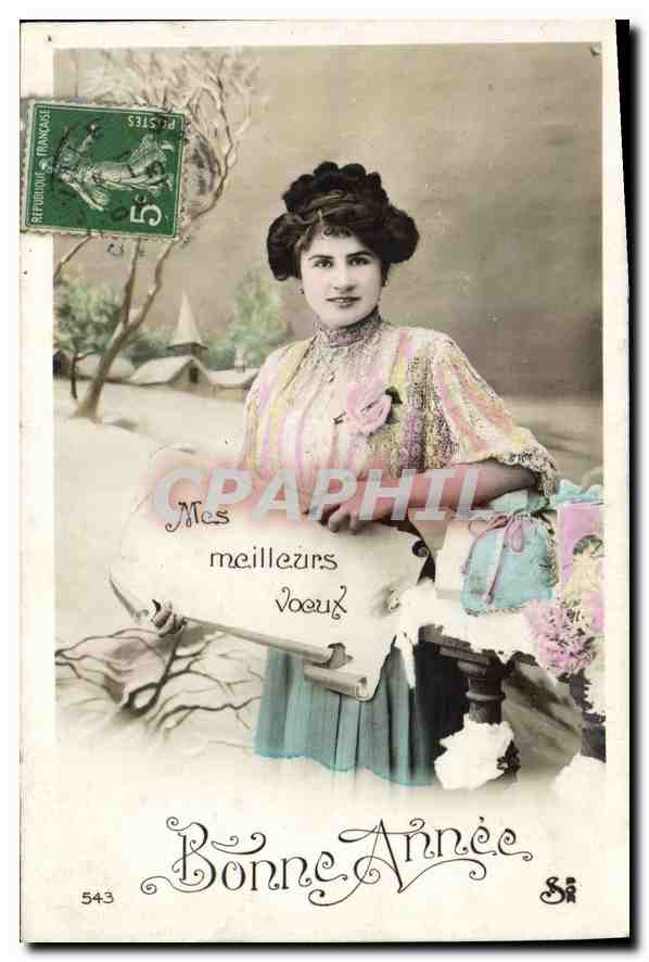 CPA Mes meilleurs Voeux Femme
