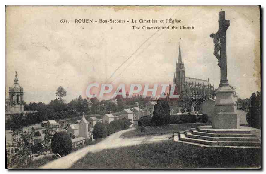 CPA Rouen Bon Secours le Cimetiere et l'Eglise 