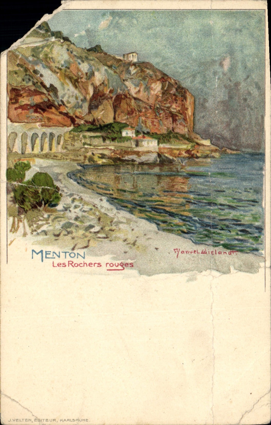 CPA Menton les Rochers rouges 