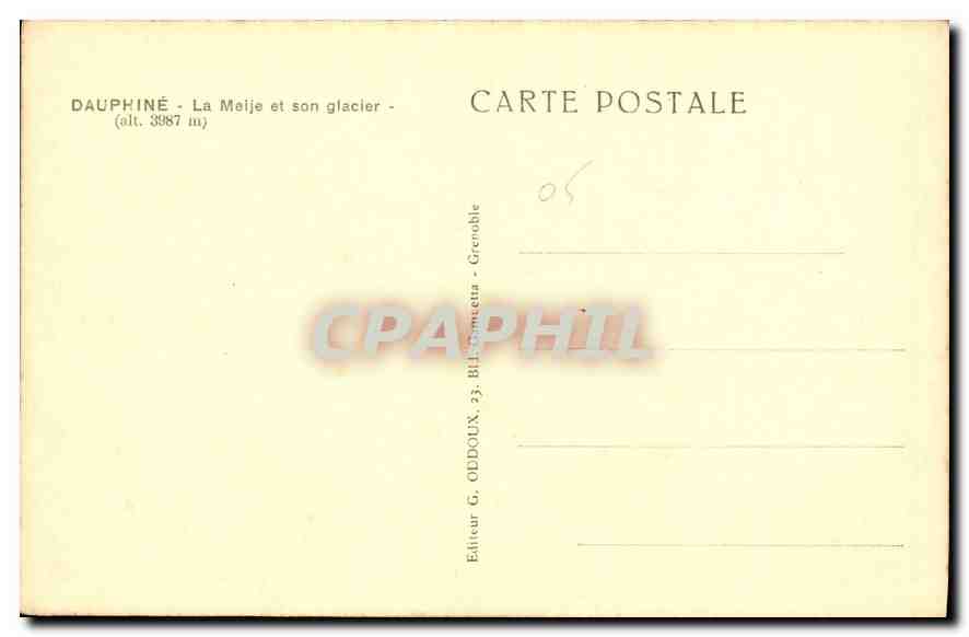 CPA Dauphine La Meije et son glacier  — Verso