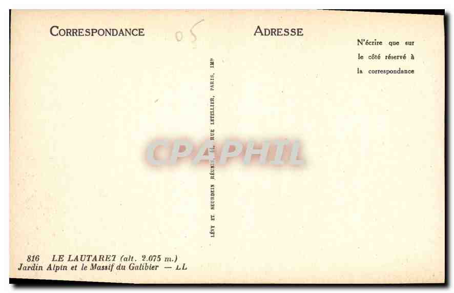 CPA Le Lautaret Jardin Alpin et le Massif du Galibier  — Verso