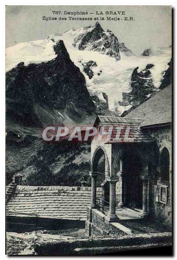 CPA Dauphine la Grave Eglise des Terrasses et la Meije 
