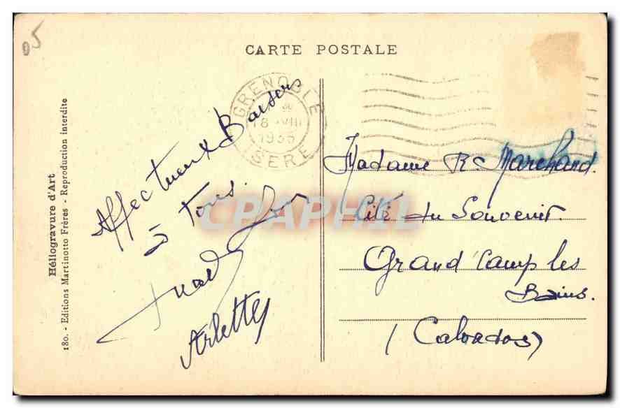 La Route du LAUTARET - Villar-d'Arène — Héliogravure d'Art, n°180 — Rückseite