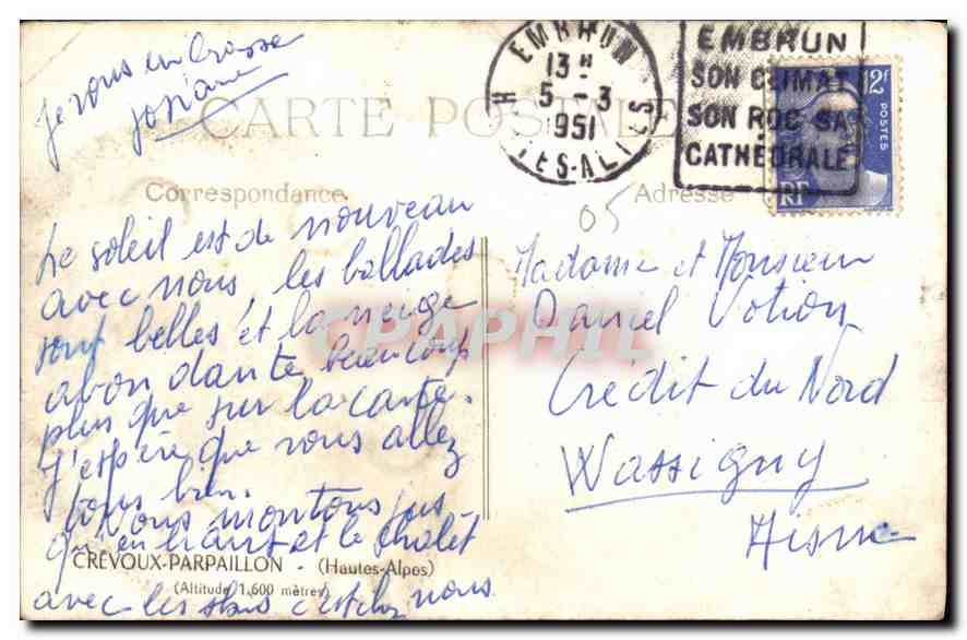 CPA Crevoux Parpaillon Hautes Alpes  — Rückseite