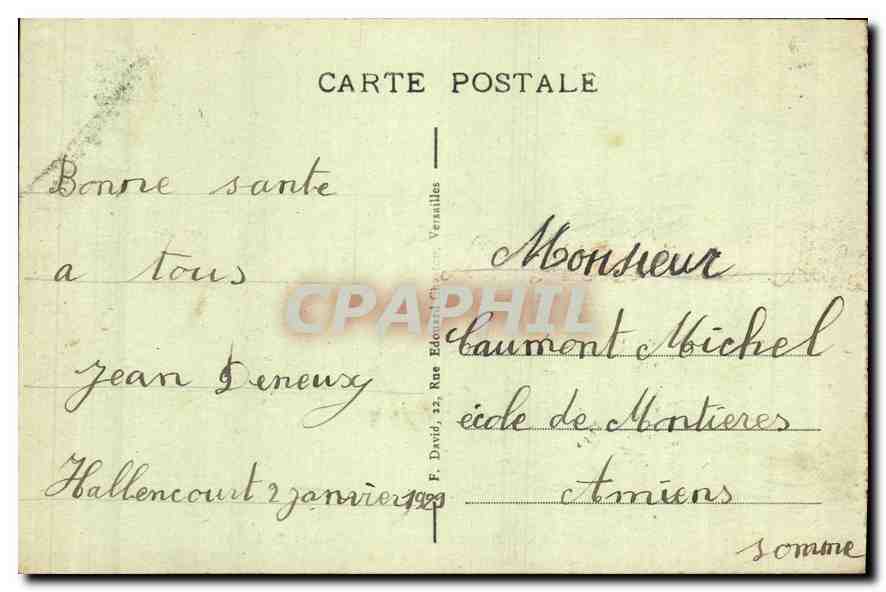Versailles - Hameau de Marie Antoinette - Le Moulin — Éditeur : F. David, Rue Edouard VII, Versailles, n°107 — Rückseite