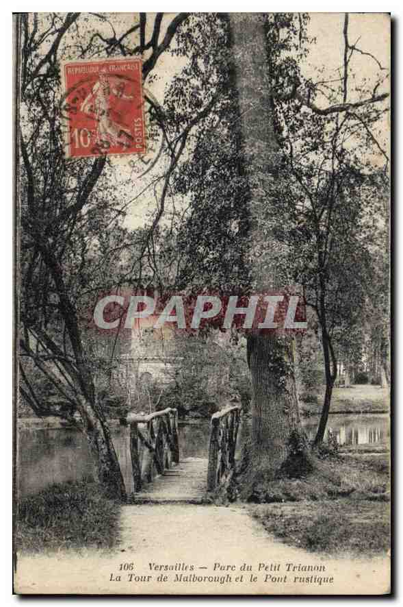 CPA Versailles Parc du Petit Triann la tour de Malborough et le Pont rustique 