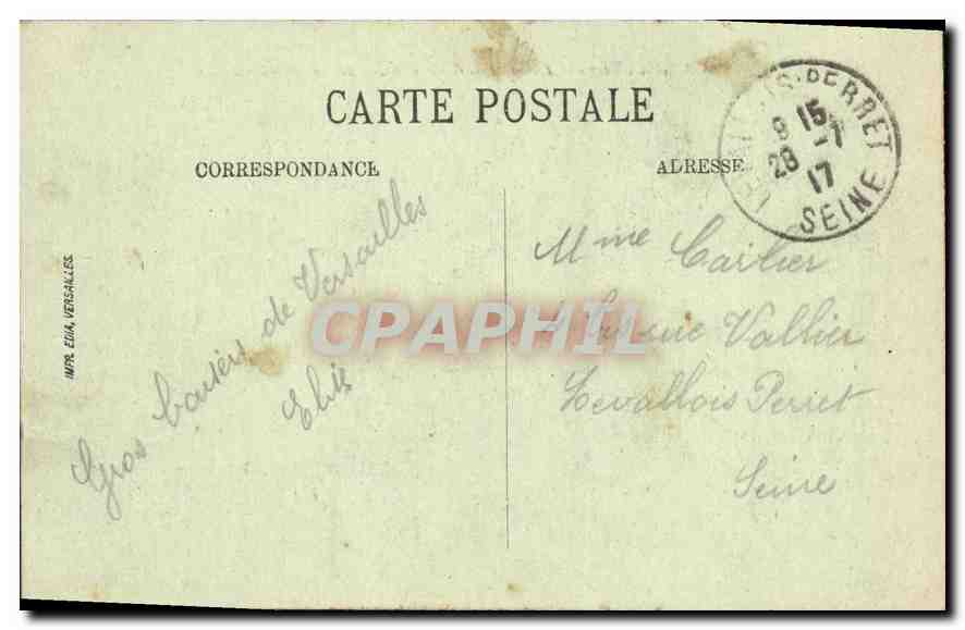 CPA Jardins de Versailles Parterres de Latone vu du Fer a Cheval  — Rückseite