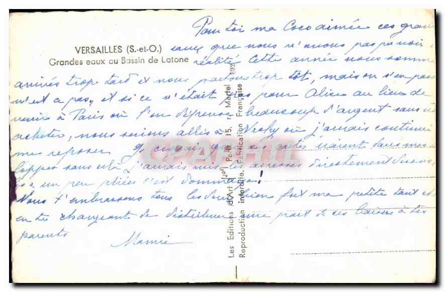CPA Versailles S et O Chrandes eaux au Bassin de Latone  — Verso