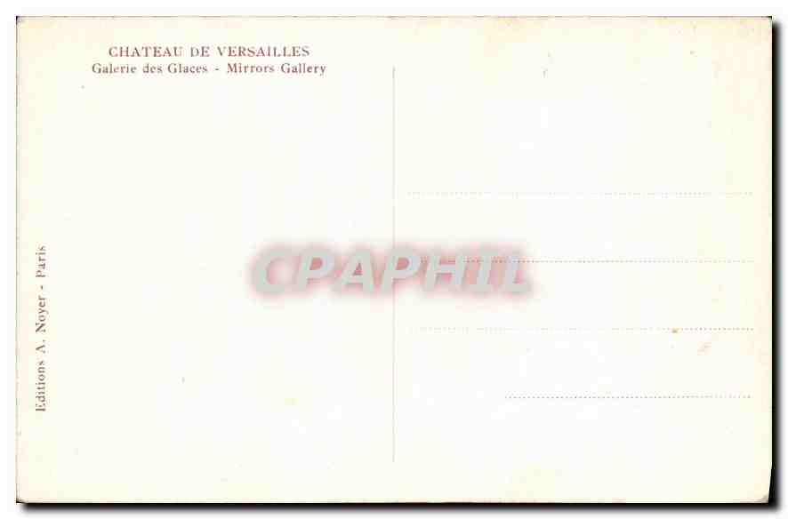 CPA Chateau de Versailles Galerie des Glaces  — Verso
