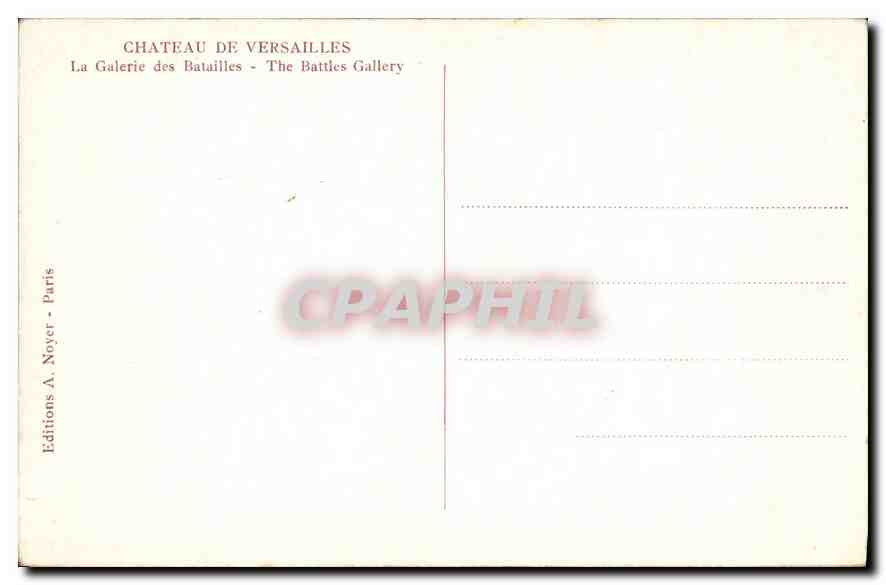 CPA Chateau de Versailles La Galerie des Batailles  — Verso