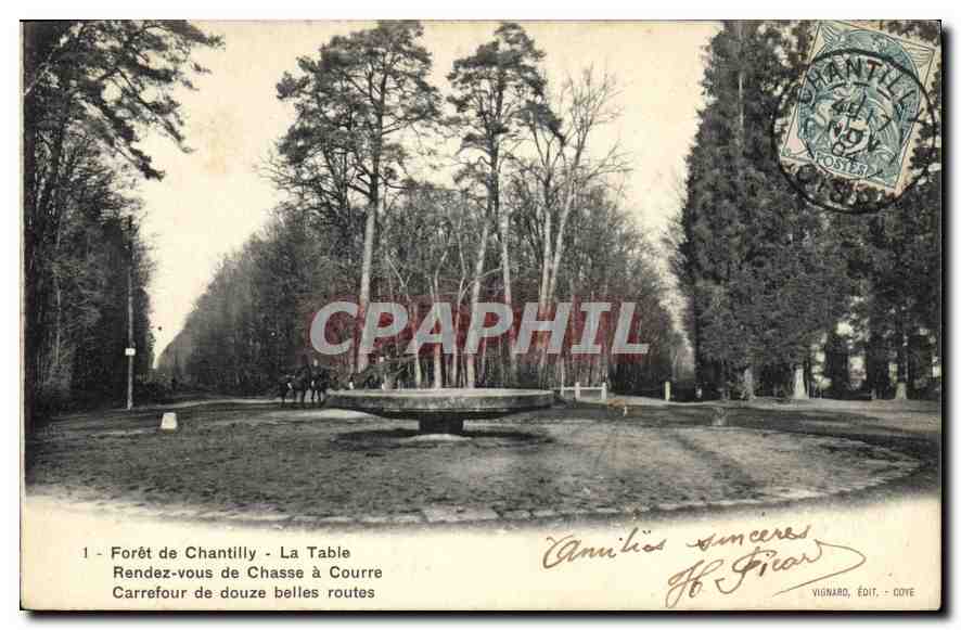 CPA Foret de Chantilly la Table Rendez vous de Chasse a Courre Carrefour de douze belles routes 