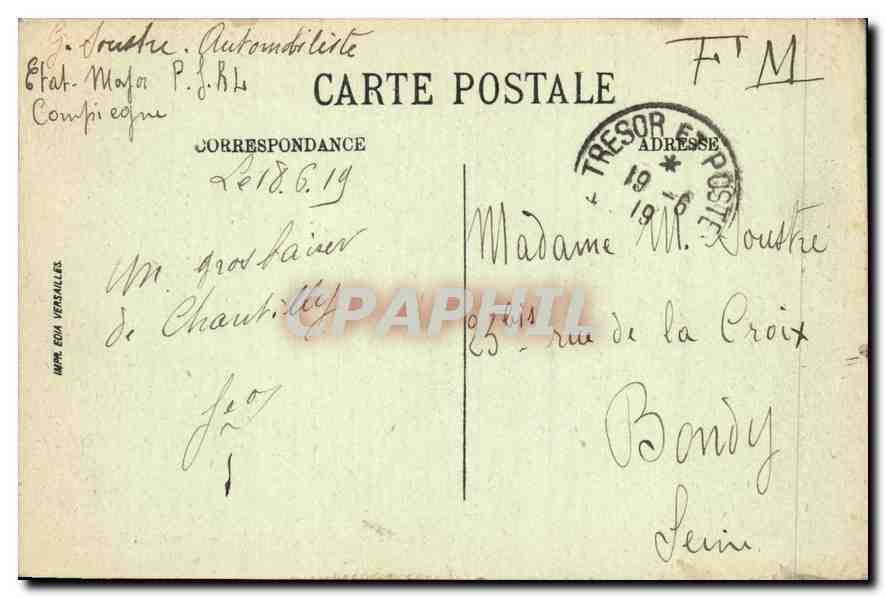 CPA Parc de Chantilly Pont du Hameau  — Rückseite