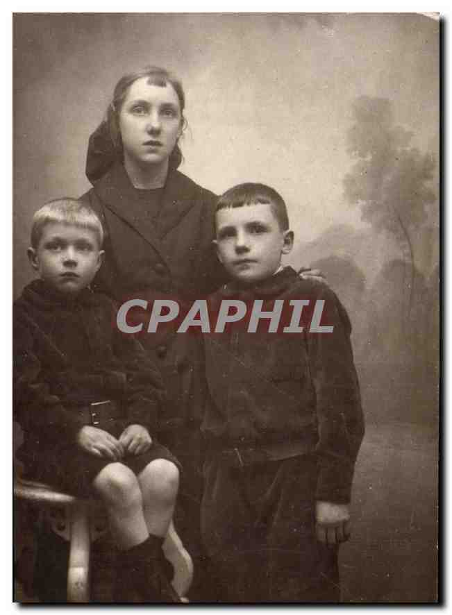 CARTE PHOTO Femme Enfants