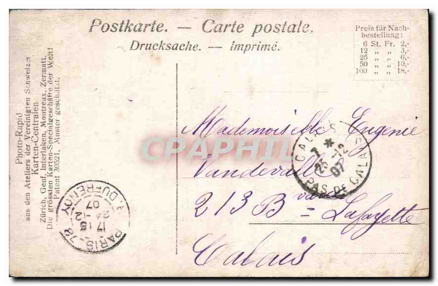 Femme et chien — paysage lacustre et montagneux — Photo-Rapid, Zurich — Rückseite