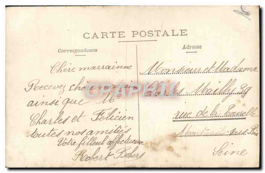 CARTE PHOTO Enfants Chien — Verso