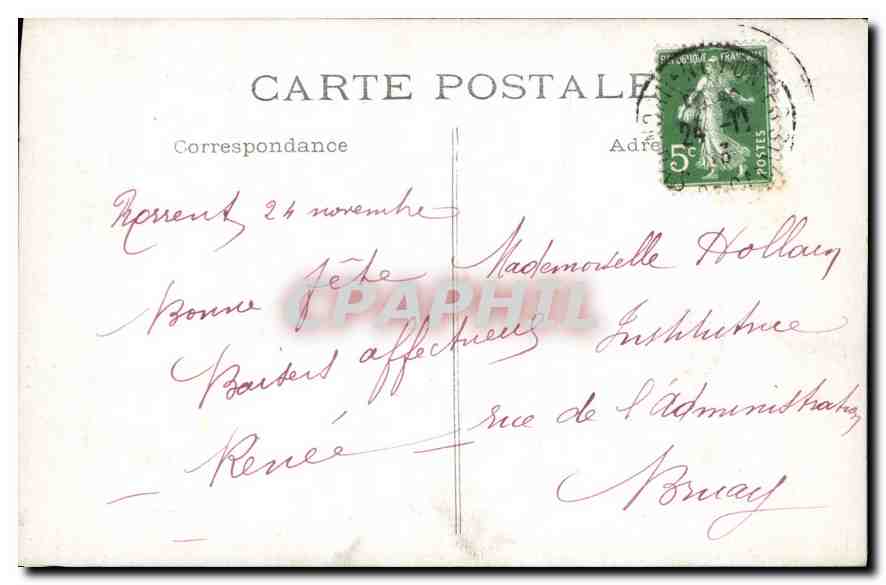 CARTE PHOTO Personnages Femmes Enfant — Verso