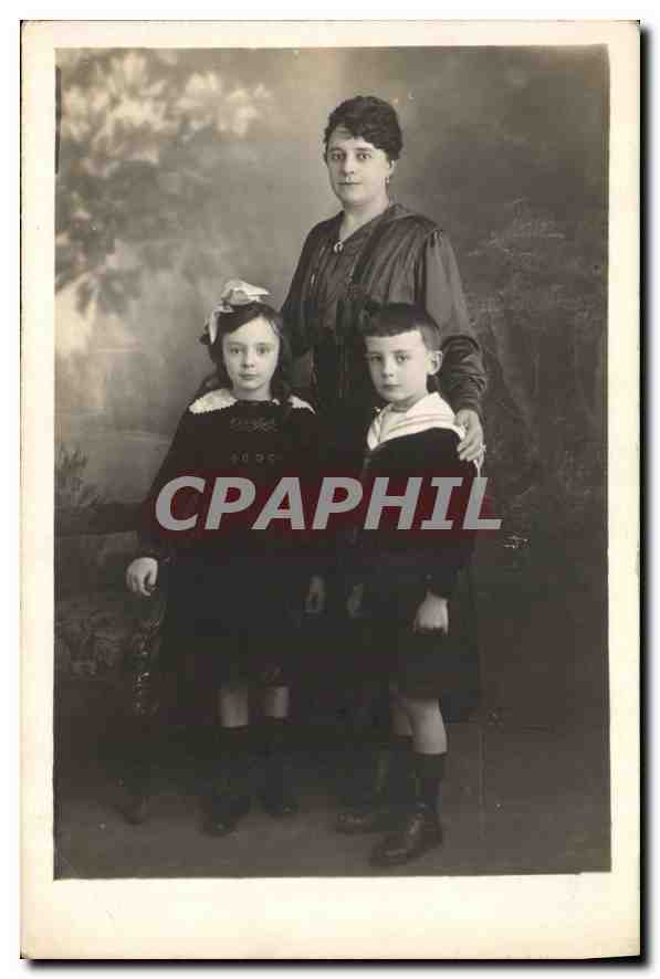CARTE PHOTO Femme Enfants