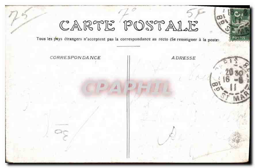 CPA Paris les Invalides  — Verso