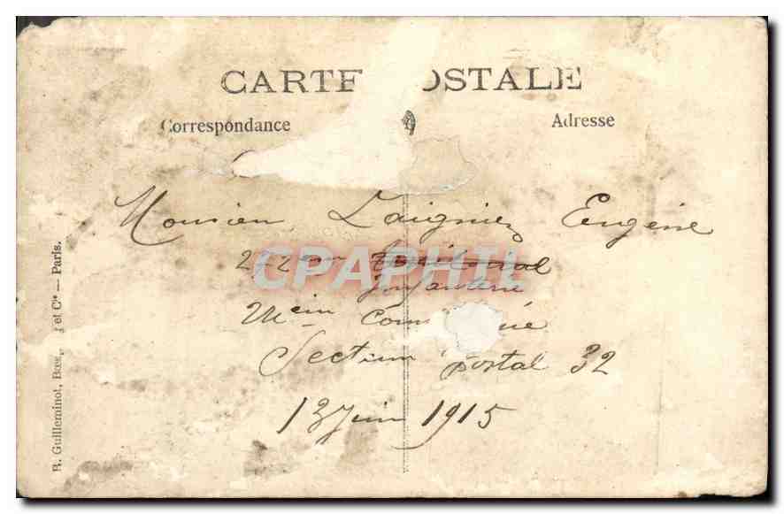 CARTE PHOTO Homme Femmes — Verso