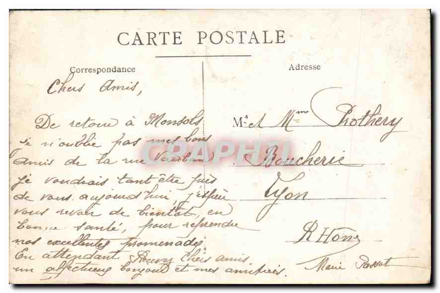 CARTE PHOTO Femme  — Verso
