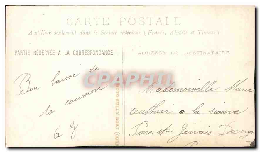 CARTE PHOTO Femme — Verso