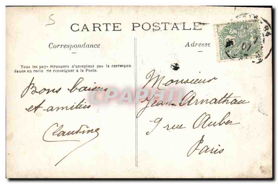 CARTE PHOTO Femme — Verso