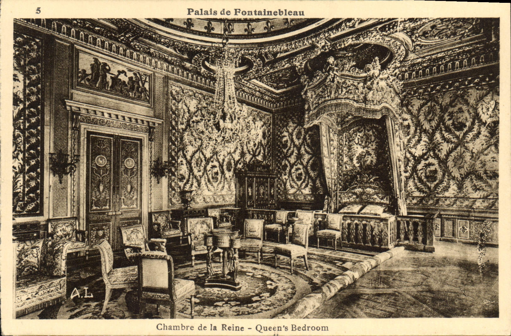 Palacio de Fontainebleau — Habitación de la Reina — editor A.L. n°5