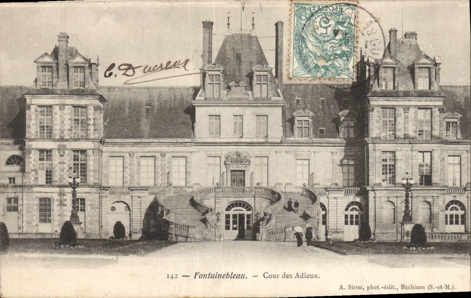 Fontainebleau — Cour des Adieux — A. Siron, fotógrafo-editor, Barbizon (S.-et-M.)