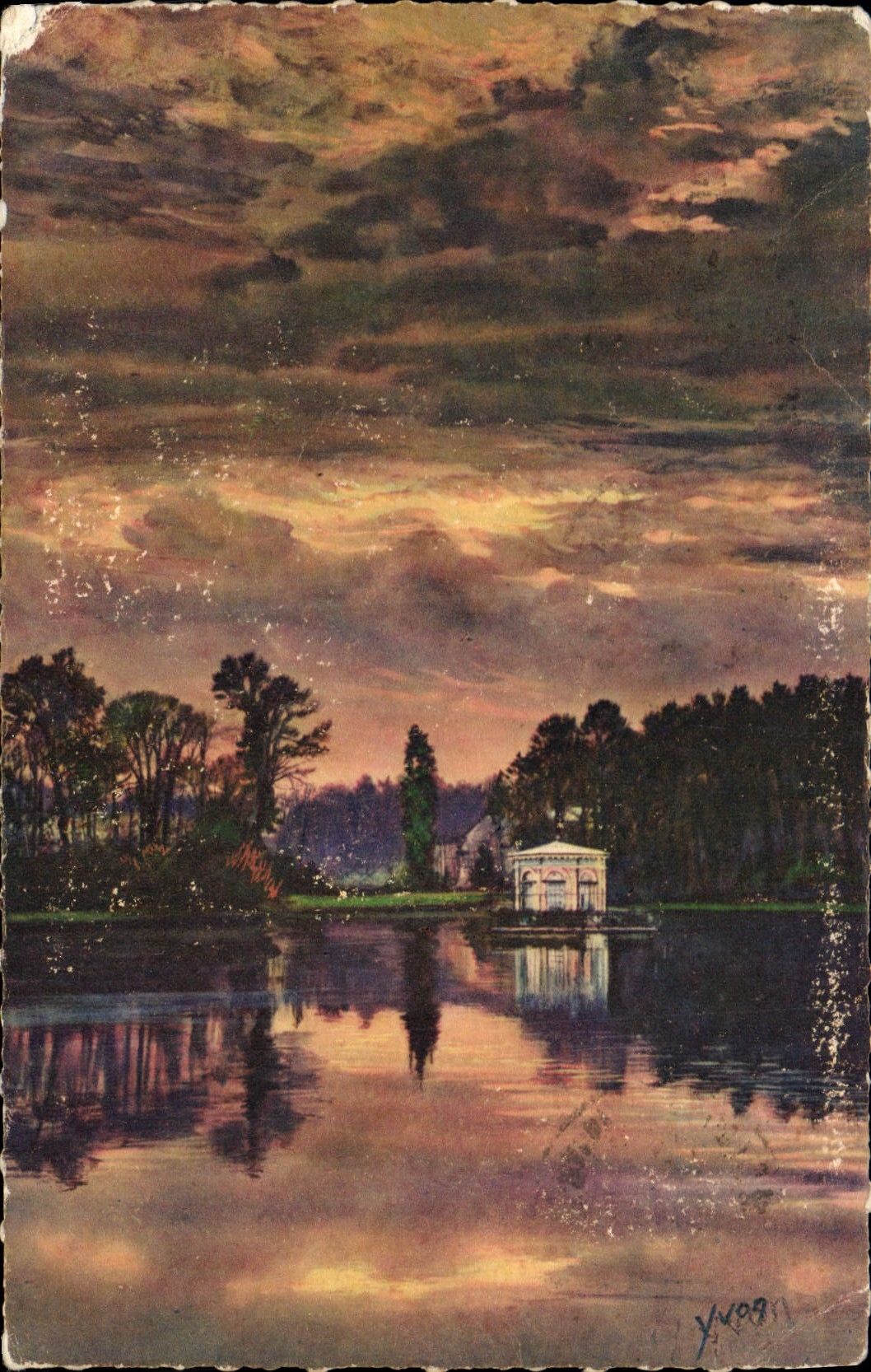 Fontainebleau — Crépuscule sur l'Étang des Carpes — Les Éditions d'Art Tyvon, Paris