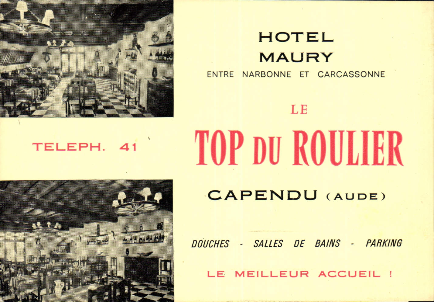 Carte facture Hotel Maury Entre Narbonne et Carcassonne 