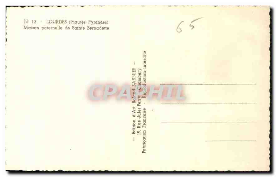 CPA Maison Paternelle de Ste Bernadette  — Rückseite