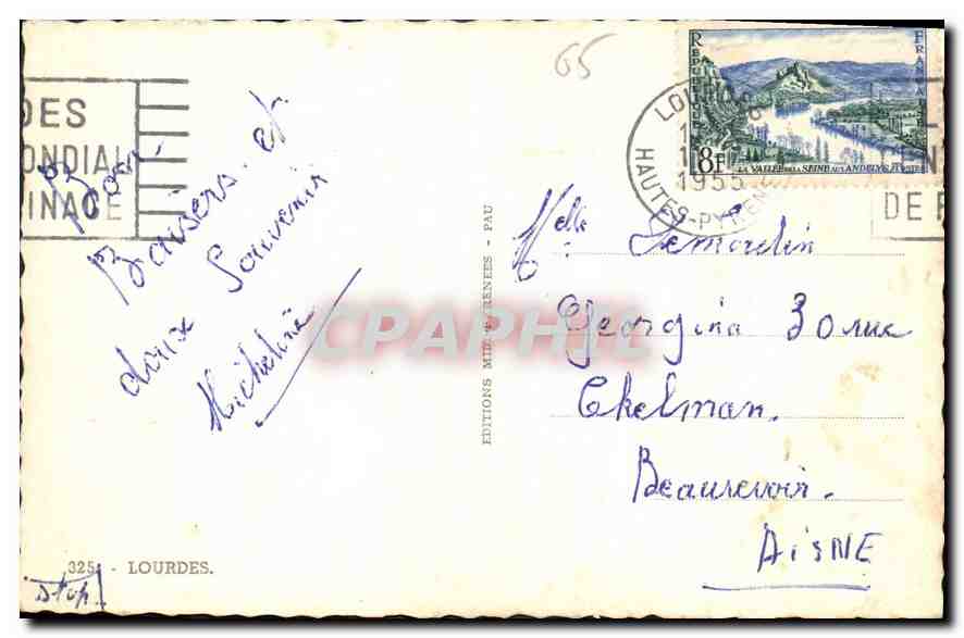 CPA Ala Grotte de Lourdes J'Ai prie pour vous  — Verso