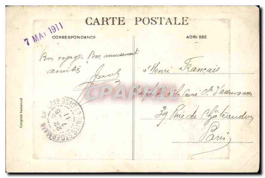 CPA Saint Germain en Laye S et O Le Chateau  — Verso