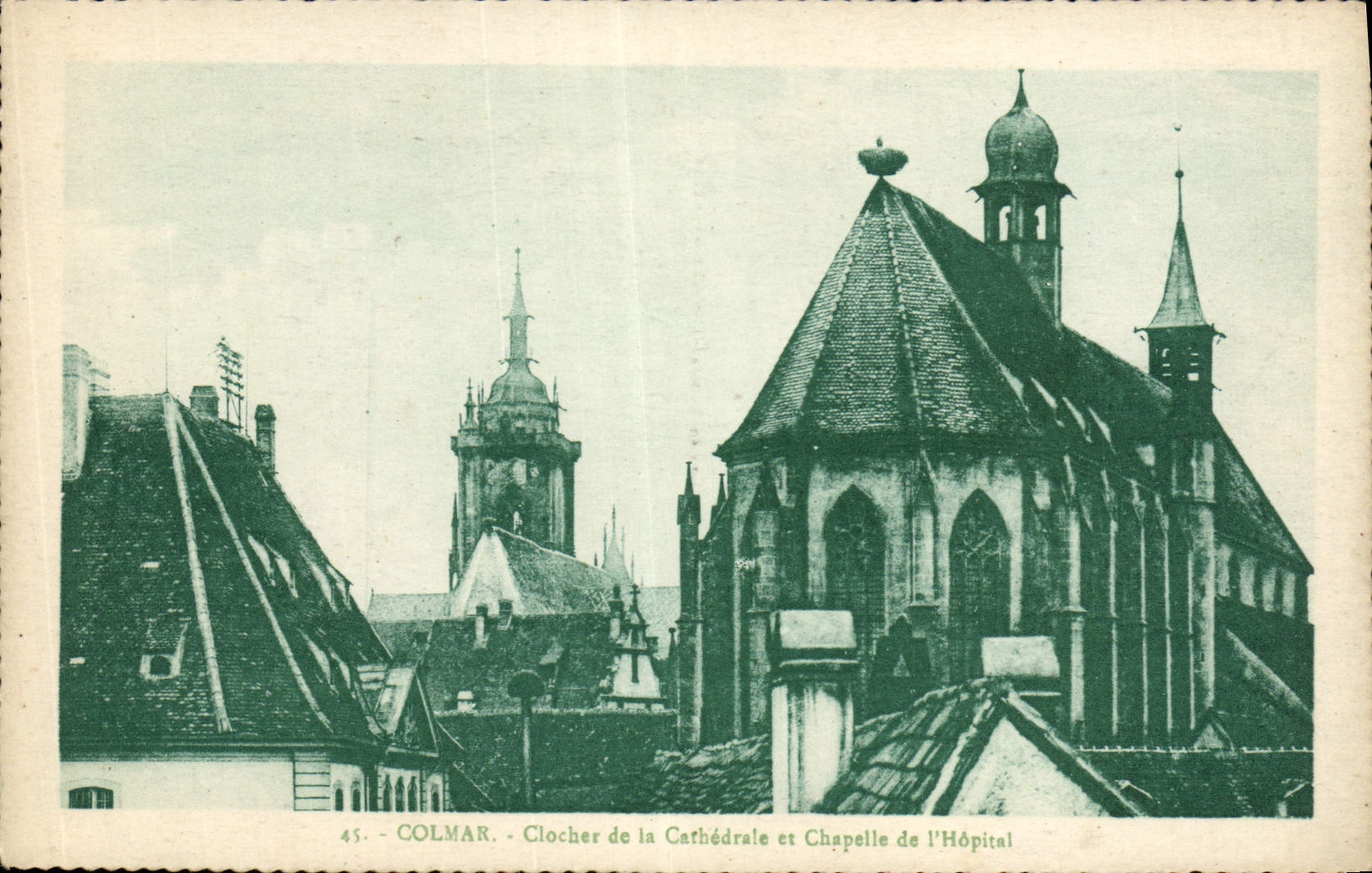 Colmar - Clocher de la Cathédrale et Chapelle de l'Hôpital — éditeur 'La Cigogne', Strasbourg