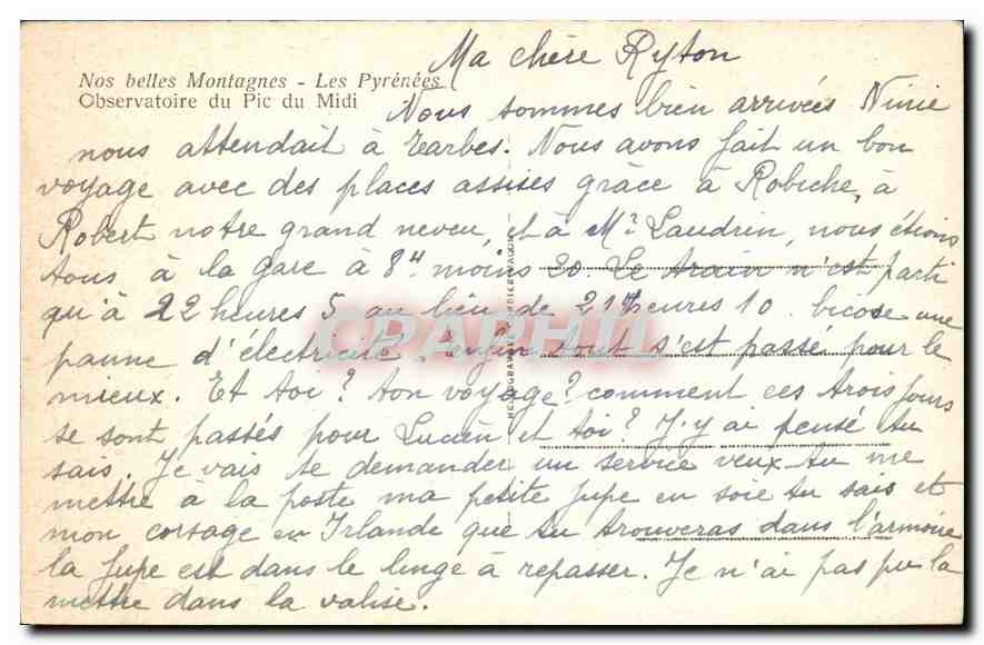 Observatoire du Pic du Midi — Les Pyrénées — éditeur Oirr — Verso