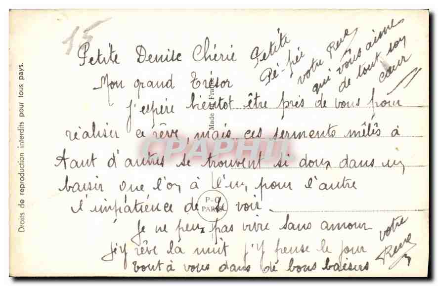 CPA Serment d'Amour Femme — Verso