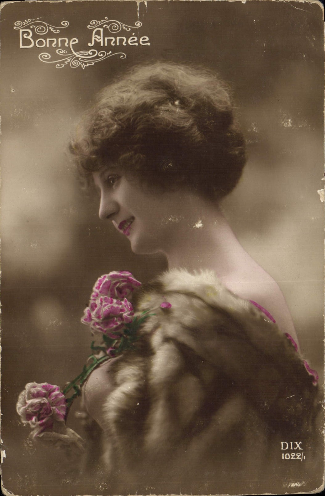 CPA Bonne Annee Femme
