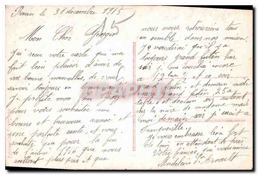 CPA Bonne Annee Femme — Verso