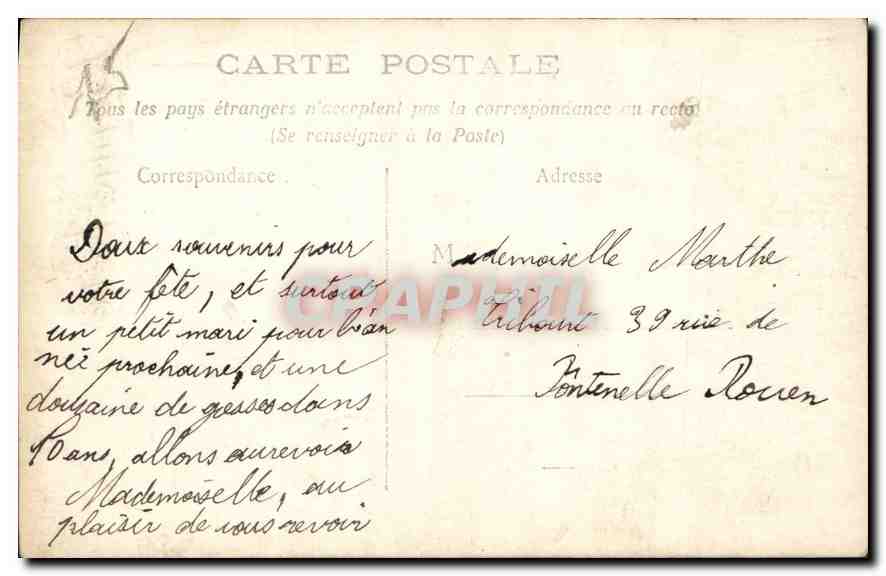 CPA Bonne Fete Femme — Verso